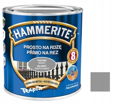 HAMMERITE farba prosto na rdzę 0,7L szary połysk