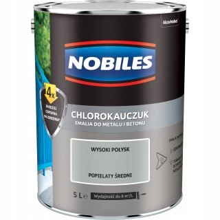 Chlorokauczuk farba emalia NOBILES 5L popielaty śr