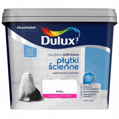 DULUX Szybka Odnowa płytki ścienne biała 0,75L farba do glazury
