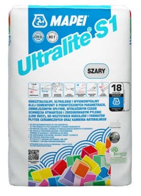 MAPEI ULTRALITE S2 szary 15kg ultralekki wysokoodkształcalny klej C2E S2