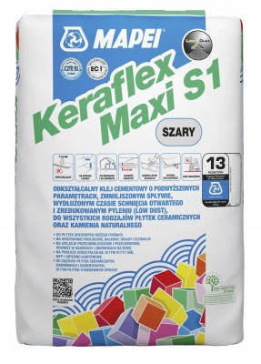 KERAFLEX MAXI S1 25kg MAPEI szary klej do płytek elastyczny C2TE S1