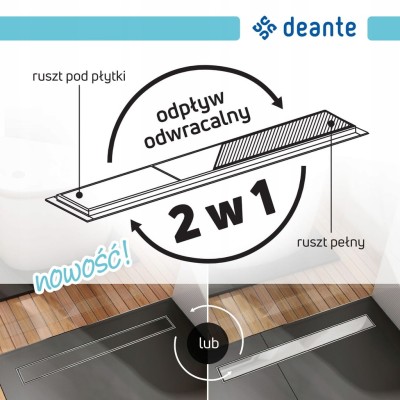 DEANTE Odpływ linowy odwracalny płytki/ruszt 80cm