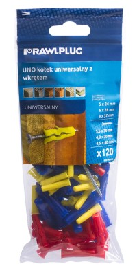 Mix Uno kołek uniwersalny fi 5 6 8 mm z wkrętem 60  szt.RAWLPLUG