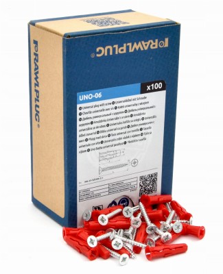 Kołek rozporowy uniwersalny UNO fi 6 z wkrętem 40x45 mm RAWLPLUG