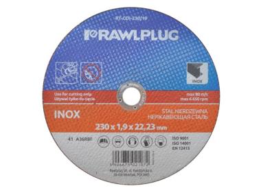 Ściernica korundowa do cięcia stali nierdzewnej 230x19x2223 mm RAWLPLUG