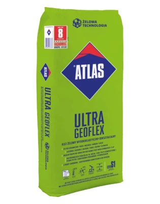 ATLAS ULTRA GEOFLEX szary 25kg wysokoelastyczny klej żelowy C2TE S1 worek zielony pal.zwr.